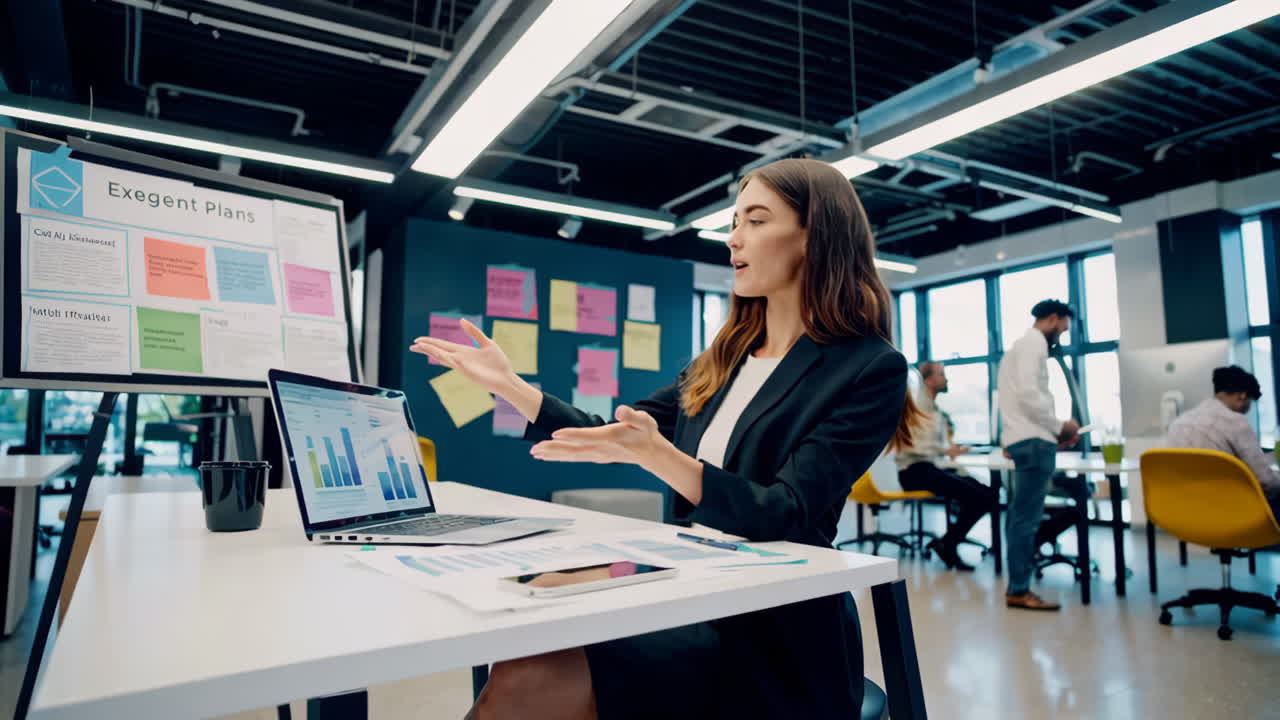 Business Woman Working in Modern Office