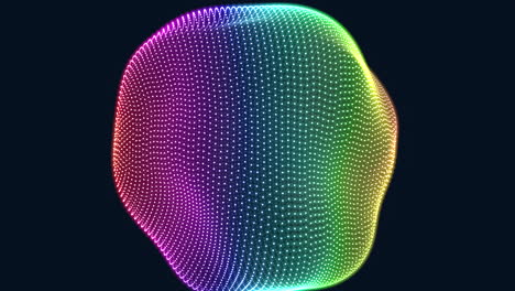Futuristischer-Flüssiger-Regenbogenball-Mit-Neonpunkten-In-Der-Dunklen-Galaxie