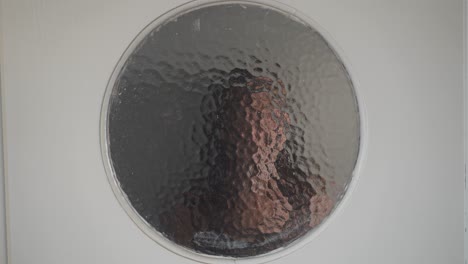 Portrait-Of-A-Girl-Behind-A-Round-Translucent-Mirror