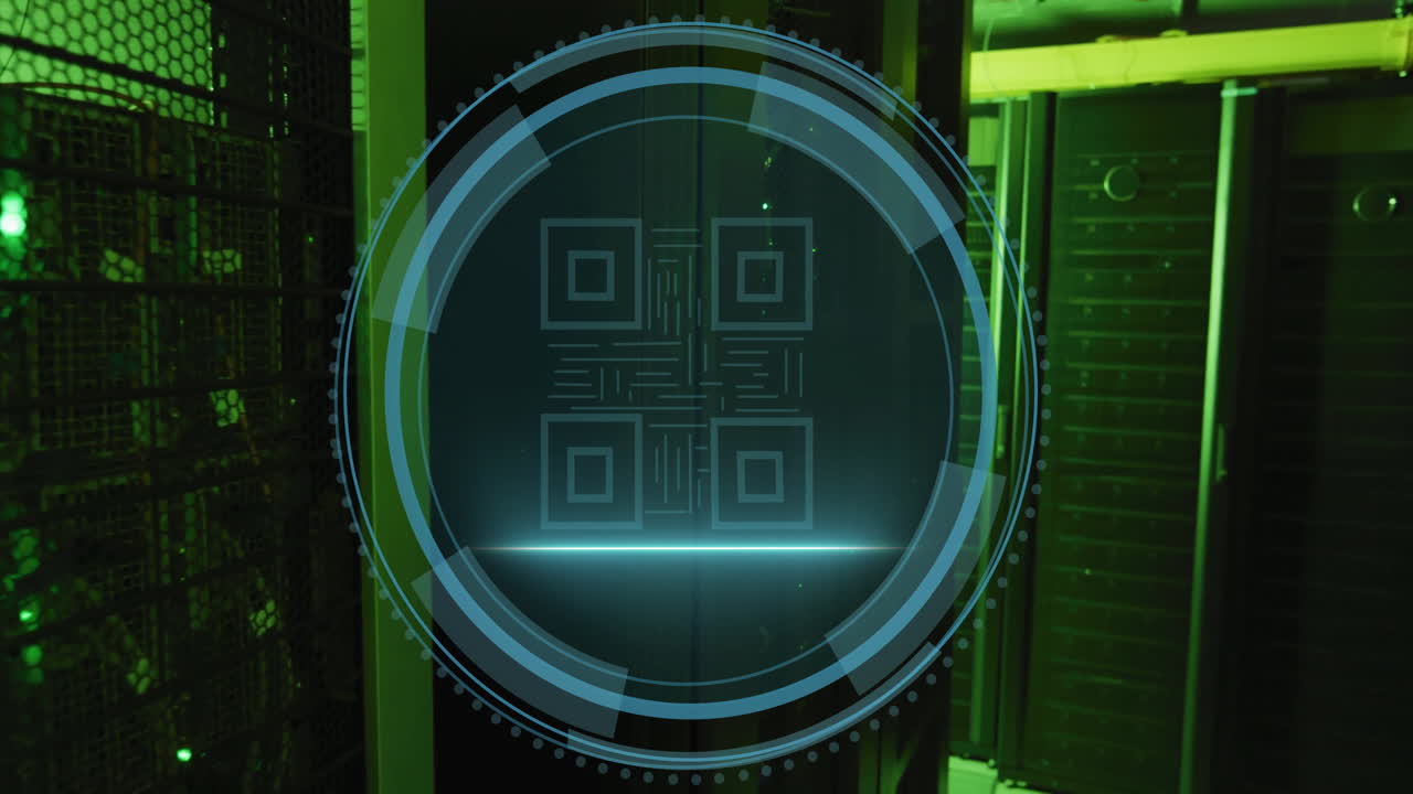 animación del procesamiento de datos digitales a través de servidores informáticos