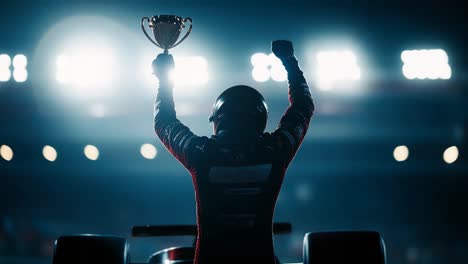 race car driver celebrating victory