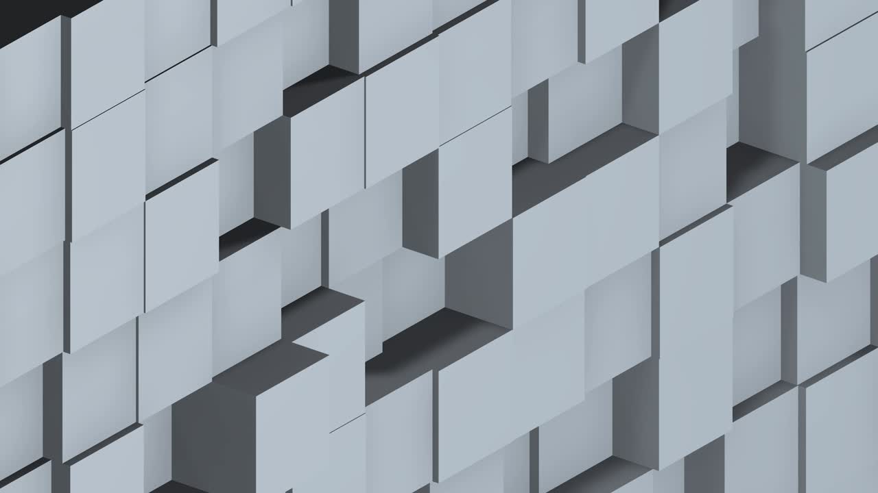 Beautiful Abstract Cubes Looped 3d Animation. White Wall Moving. Seamless Background