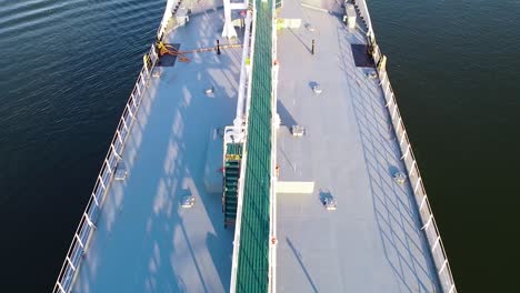 aerial view of a cargo ship's deck