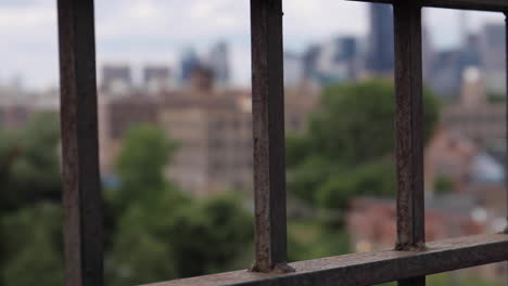 Chicago-Skyline-in-Background-of-Metal-Fence