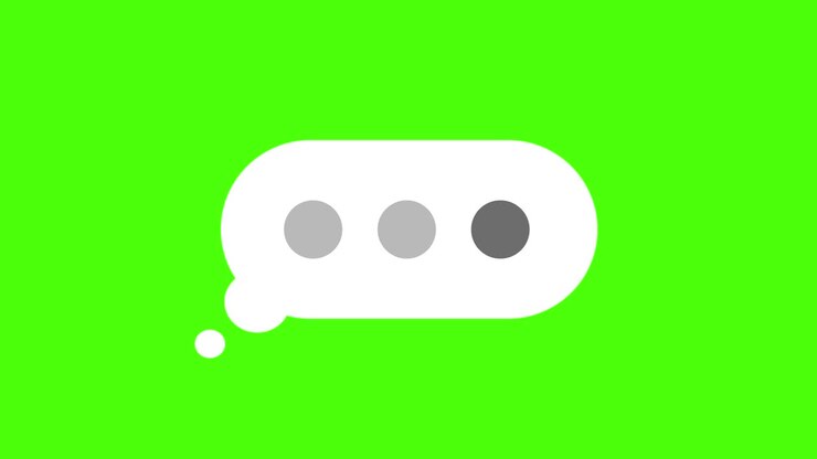 Bubble with dots as symbol of writing message on chromakey