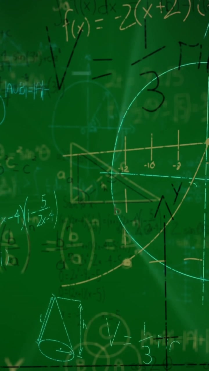 Animazione di equazione matematica e diagramma su sfondo verde