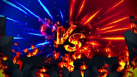 cartoon fire animation. flame loop background. competition. battle game. versus icon. vs icon.