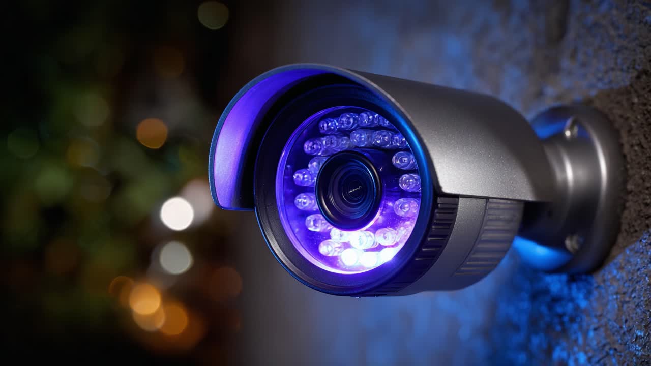 A High-Definition Night Vision Security Camera Featuring LED Illumination Capturing Clear Footage in Low-Light Environments, Ideal for Home and Business Surveillance