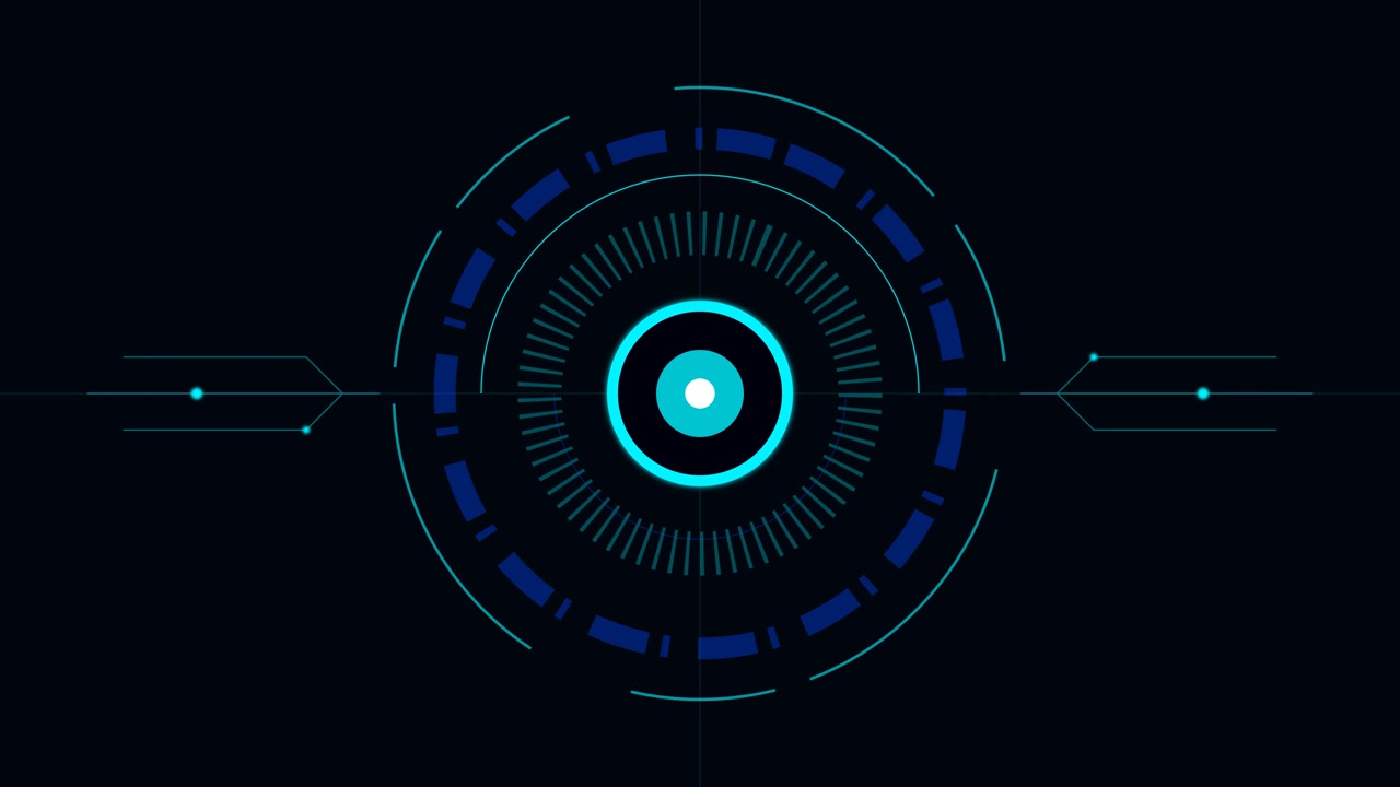 Abstract Digital HUD Interface with Rotating Circular Elements