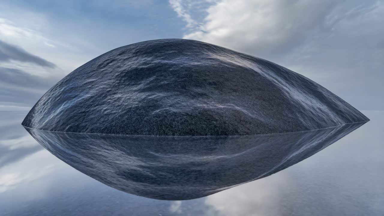 Abstract Dark Object Reflected on a Calm Surface