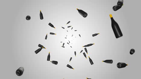 beer glass bottles are falling on the green screen with alcohol drinks concept wein and austria