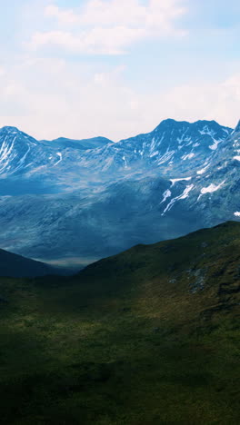 mountain range with green hills and blue sky