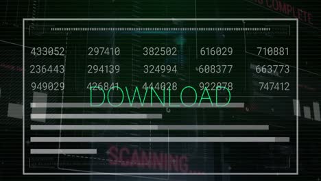 Animation-of-download-text,-statistics-and-data-processing