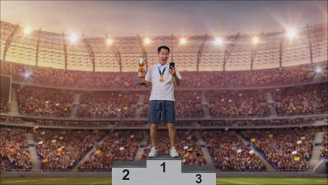 ganador en el podio