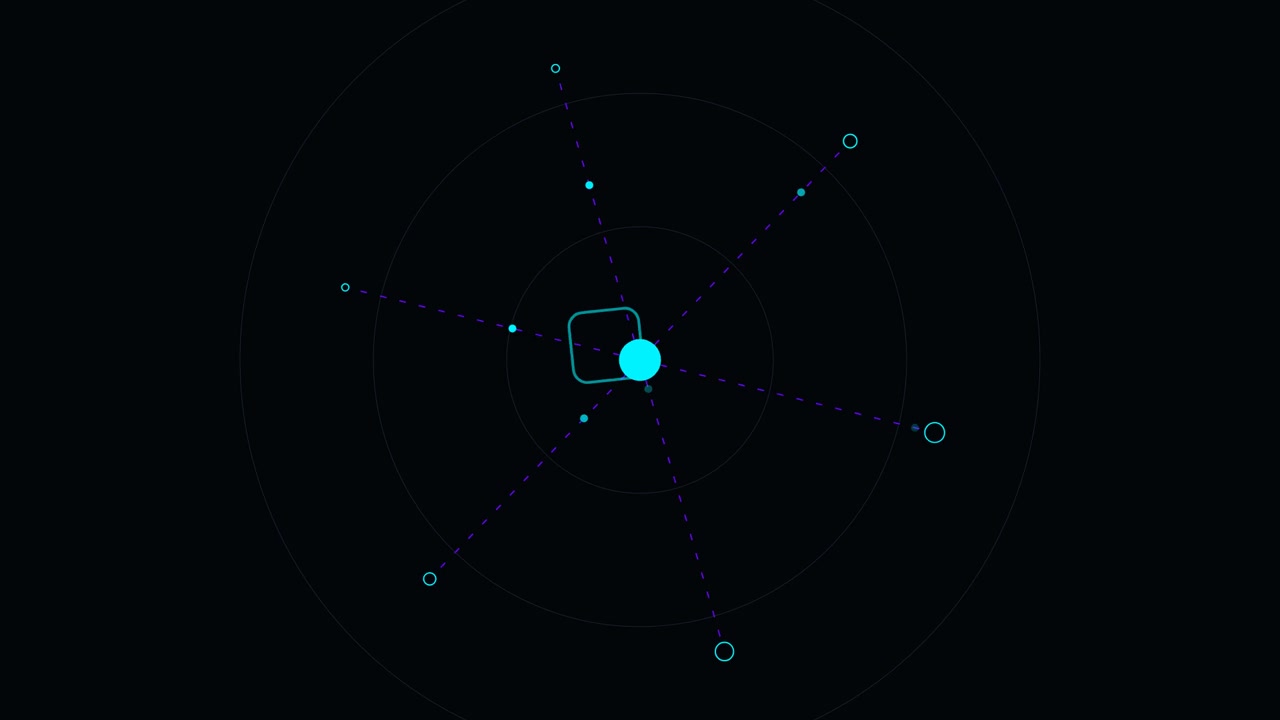 Abstract Motion Graphic Featuring Rotating Geometric Shapes and Radial Lines