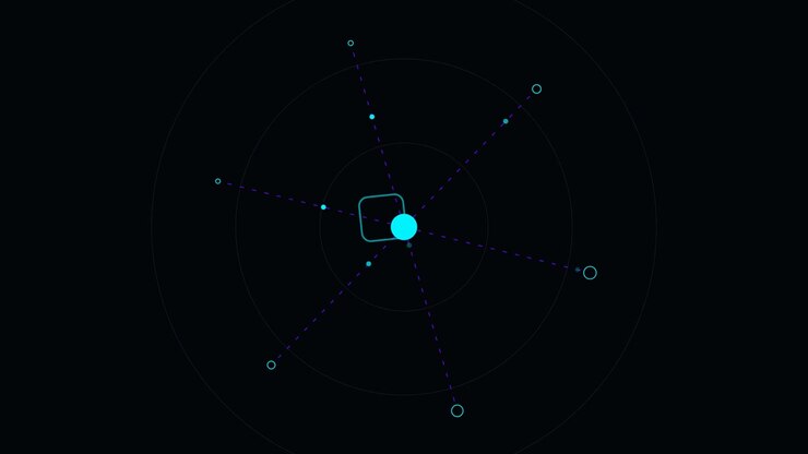 Abstract Motion Graphic Featuring Rotating Geometric Shapes and Radial Lines