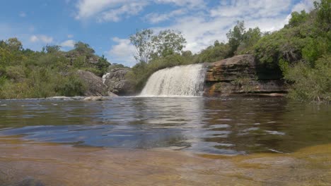 River-with-waterfall-and-reflection-of-the-sky-in-the-undulating-water