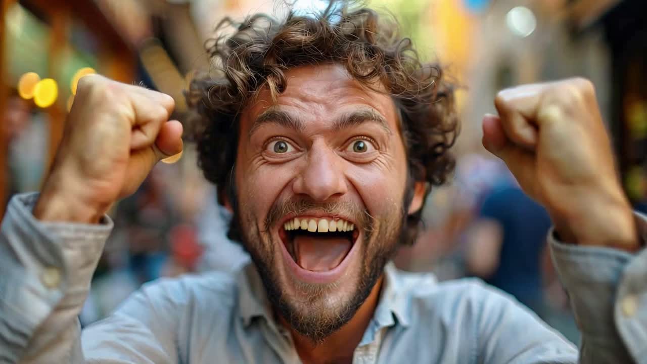 Man with an excited and surprised expression