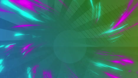 animación de luces verdes y rosadas sobre fondo verde