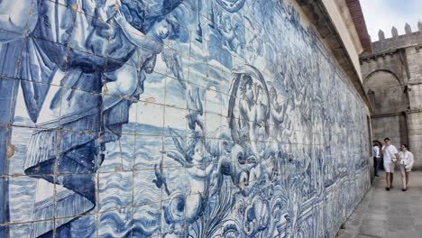 stunning azulejos tile mural in lisbon, portugal