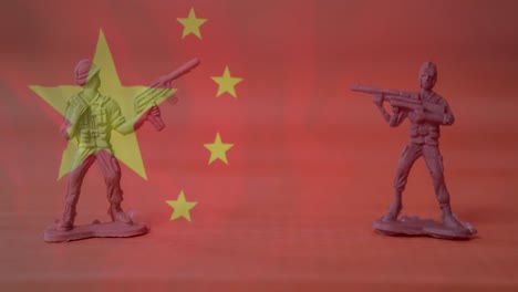 animation of flag of china over toy soldiers