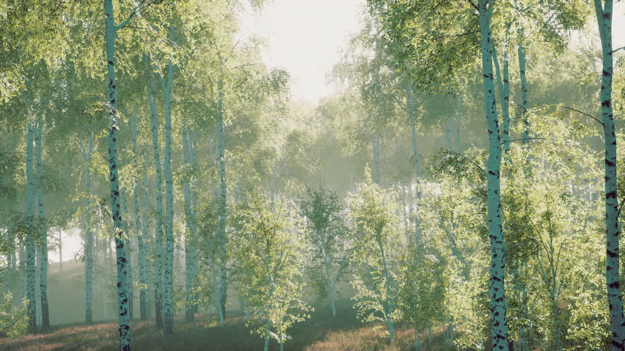 white birch grove in spring