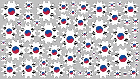 south korean flag gears spinning background