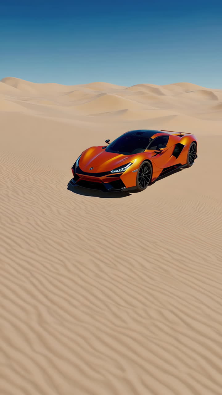 Orange Sports Car in the Desert