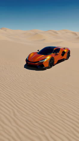 orange sports car in the desert