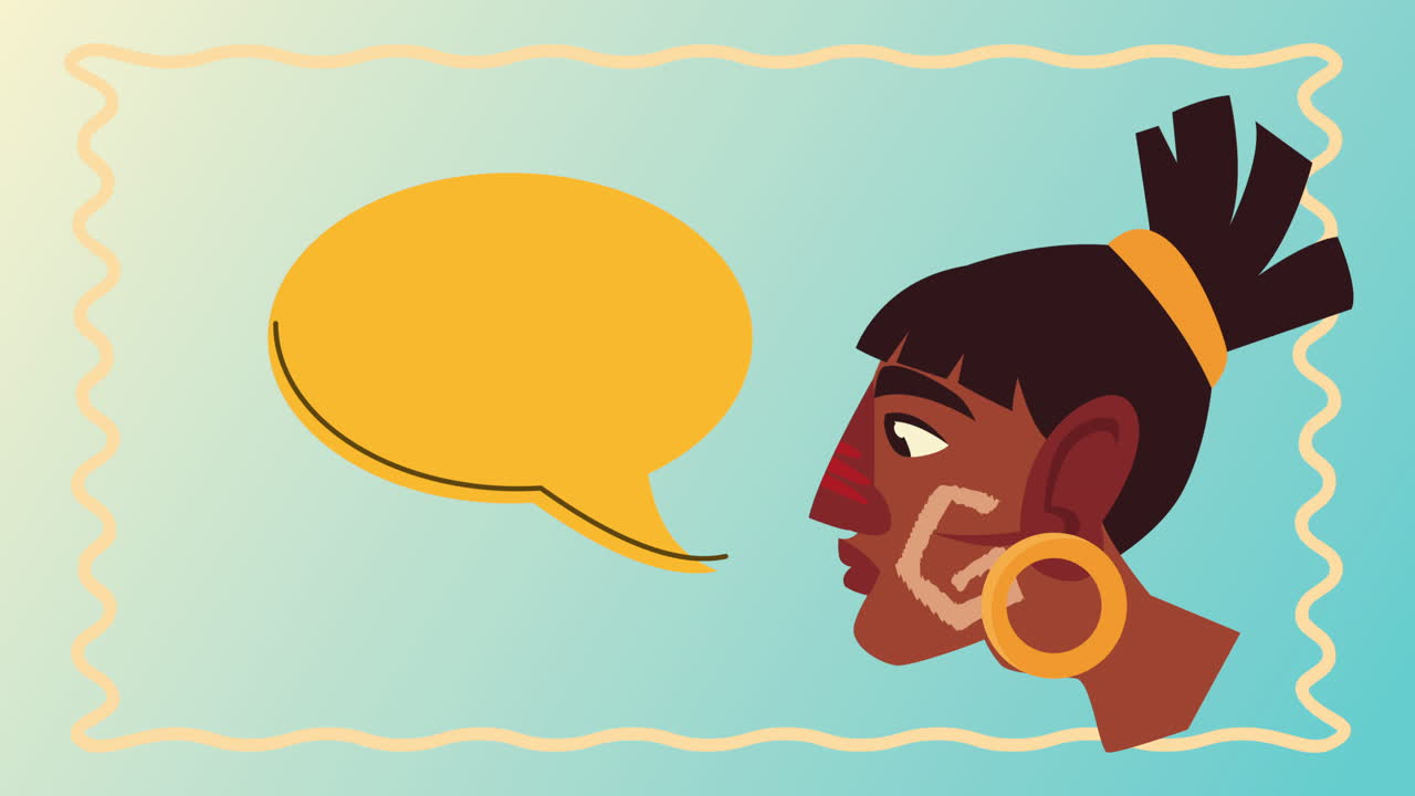 cultura azteca perfil nativo animado de habla