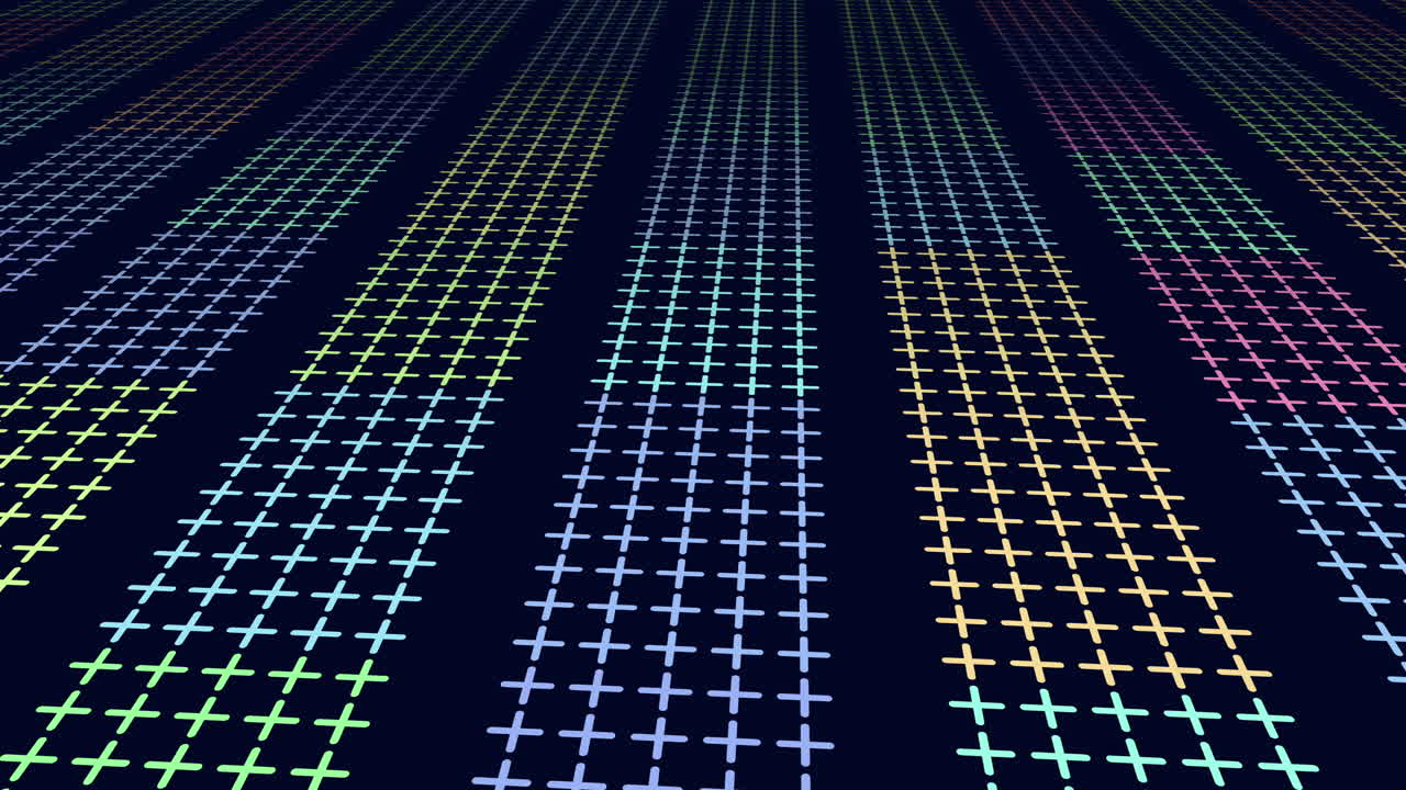 A grid of colored dots against a black background creates a visually striking pattern in this simple yet engaging image