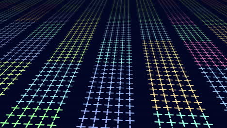 A grid of colored dots against a black background creates a visually striking pattern in this simple yet engaging image