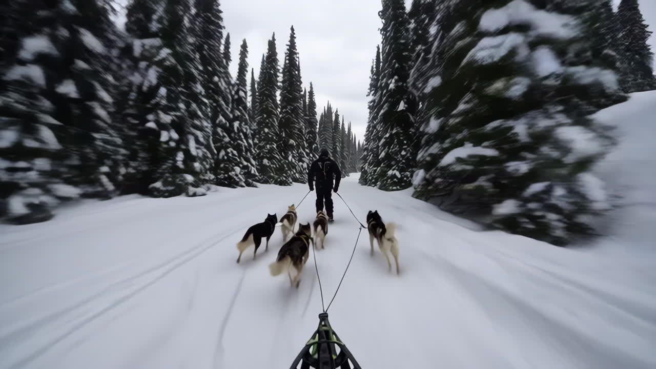 Dog Sledding Adventure in a Snowy Forest