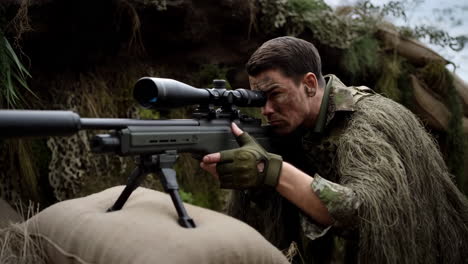 sniper in camouflage