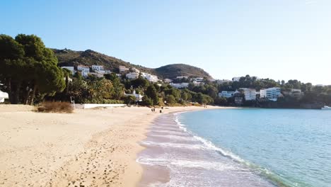 A-drone-shot-on-a-sunny-beach-day