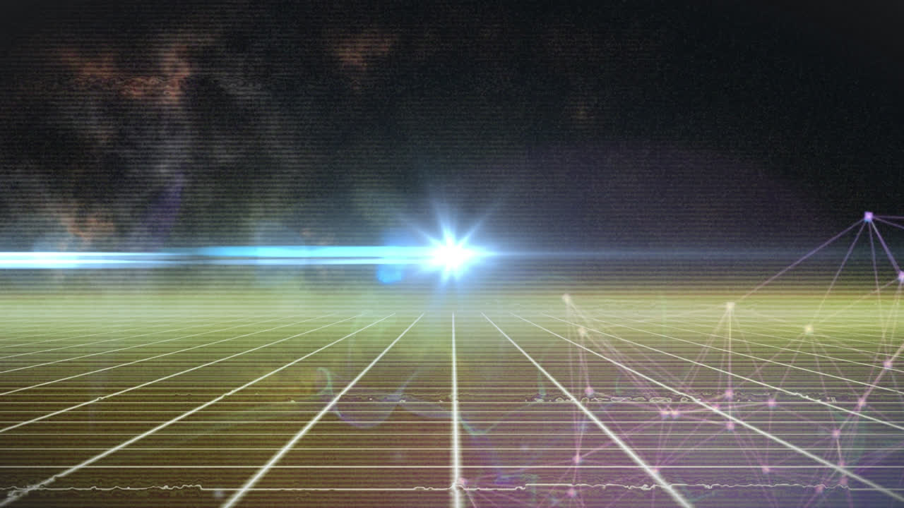 네트워크 연결 점과 함께 밝은 빛 의 애니메이션 놀이터에서 그리드