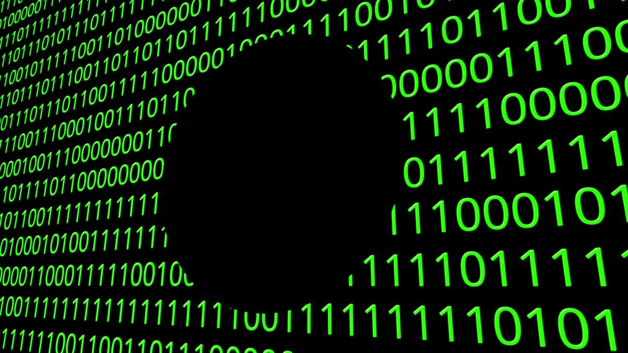 animación digital - icono de nube en código binario.4k video