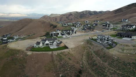 real estate houses in traverse mountain in lehi, utah - aerial drone view