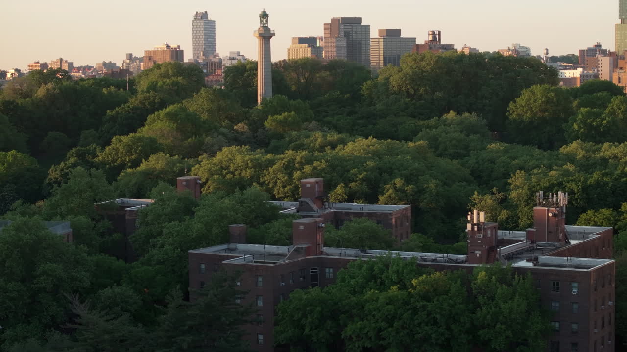 Aerial view of Fort Greene Park at sunrise