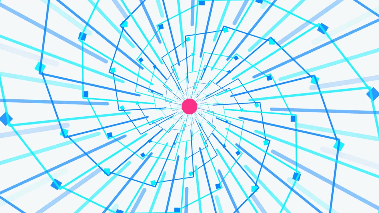 Abstract Rotating Spiral Pattern with Blue Lines and Pink Center