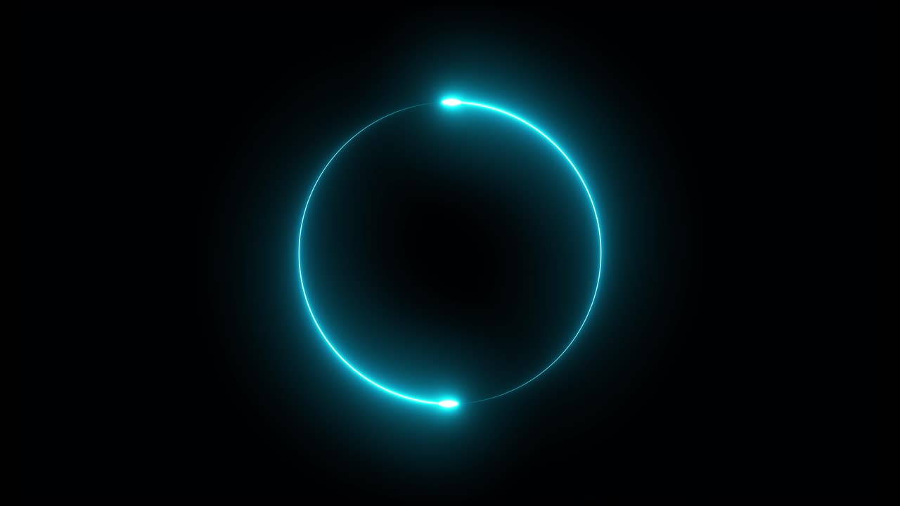 círculo brillante de neón sobre fondo negro