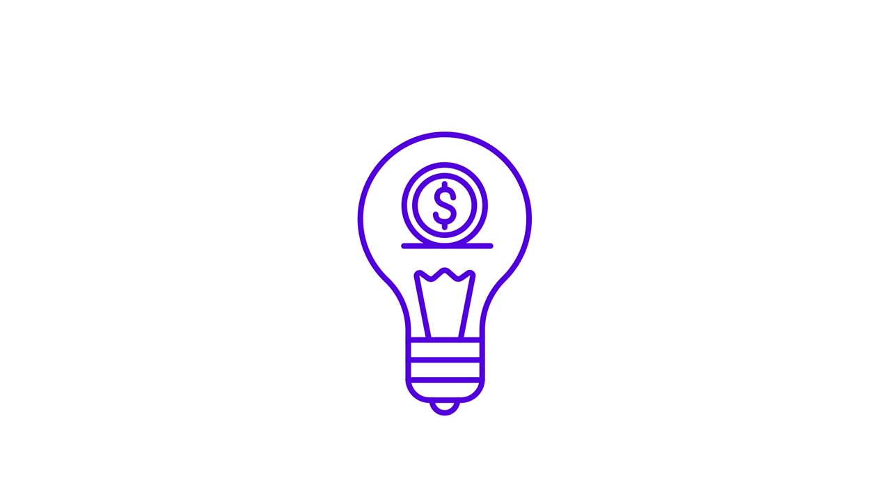 Animated Light Bulb with Dollar Sign for Business Idea