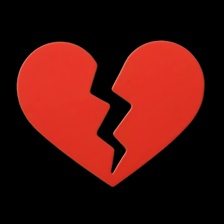 Icona di cuore rosso spezzato su sfondo nero