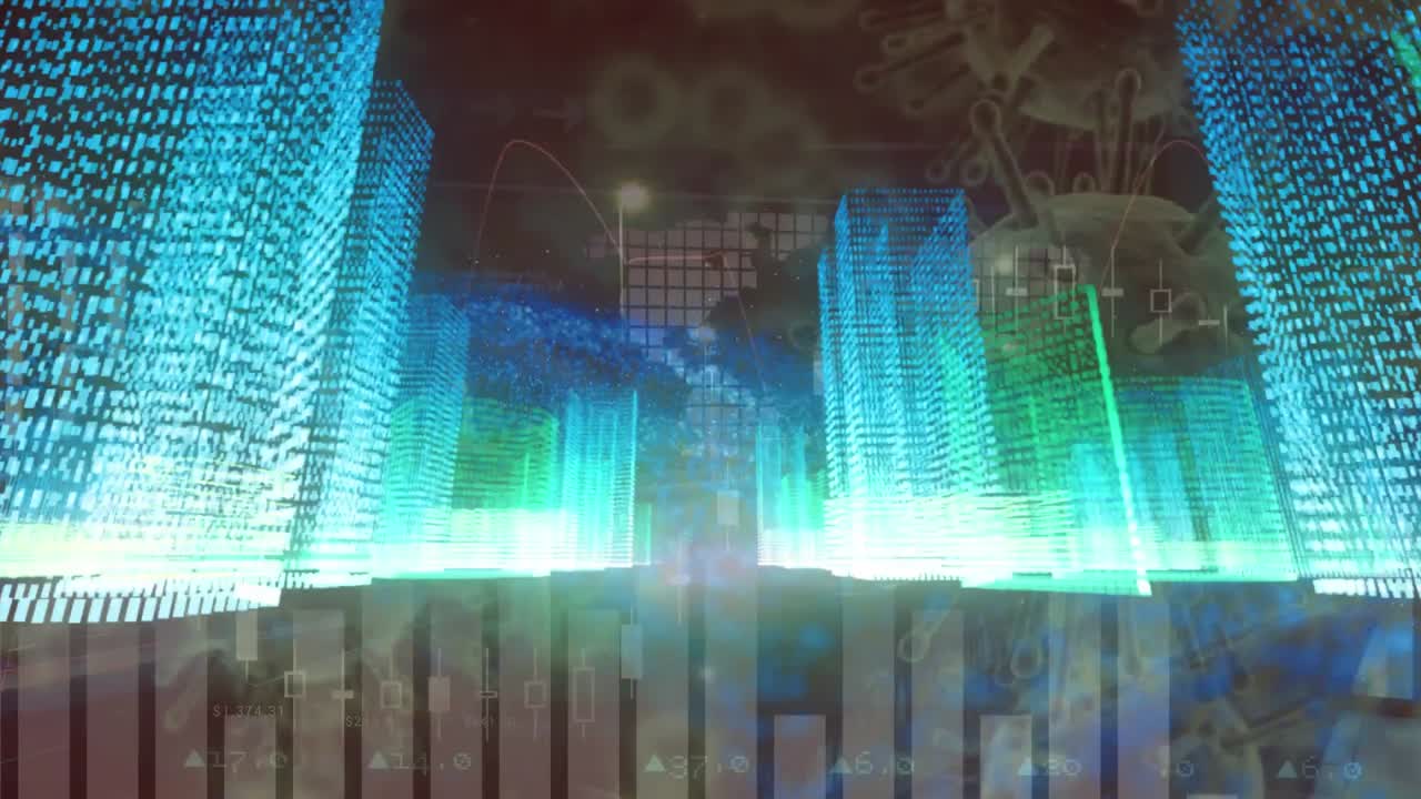 건설 현장에서 금융 데이터 처리의 애니메이션