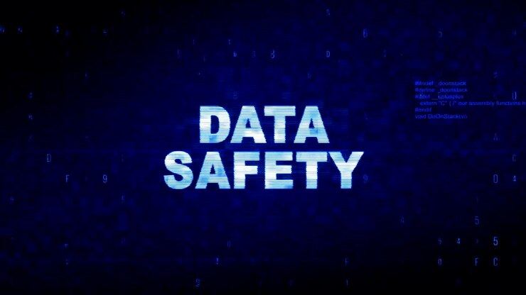 Data Safety Text Digital Noise Twitch Glitch Distortion Effect Error Animation.