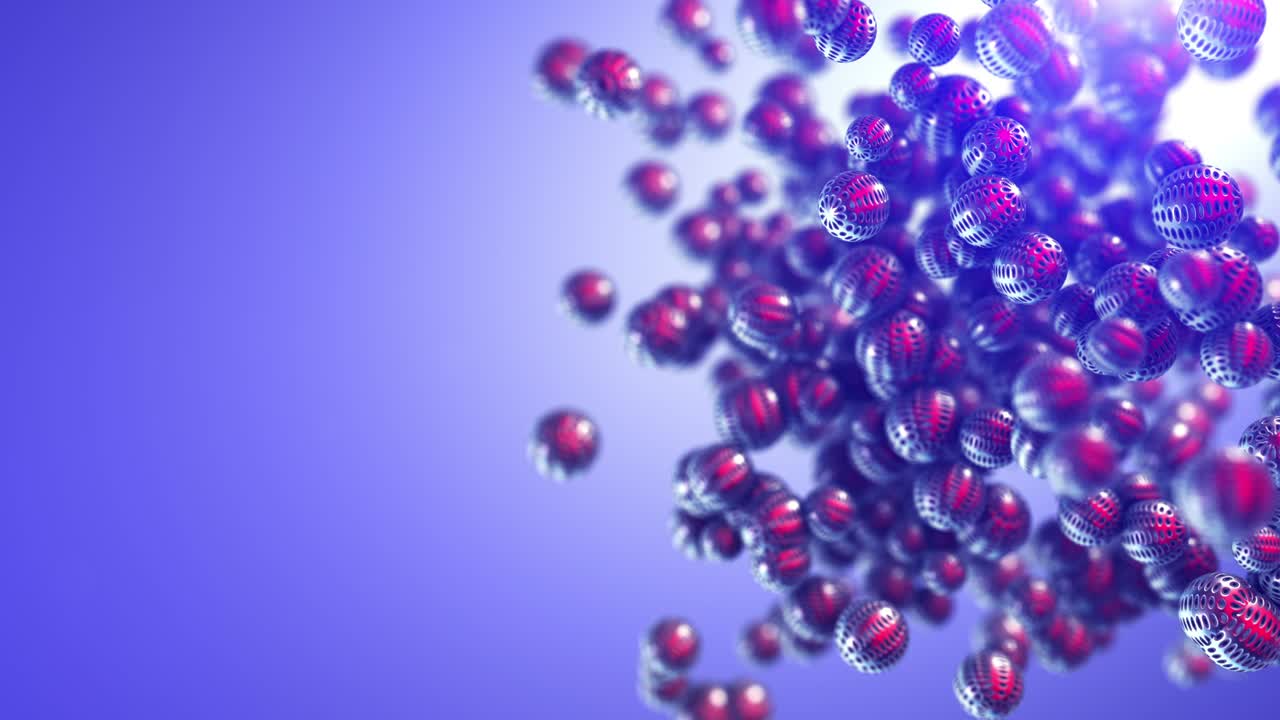 bolas cósmicas alienígenas brillantes girando lentamente en el espacio 3d. copiar el espacio con profundidad