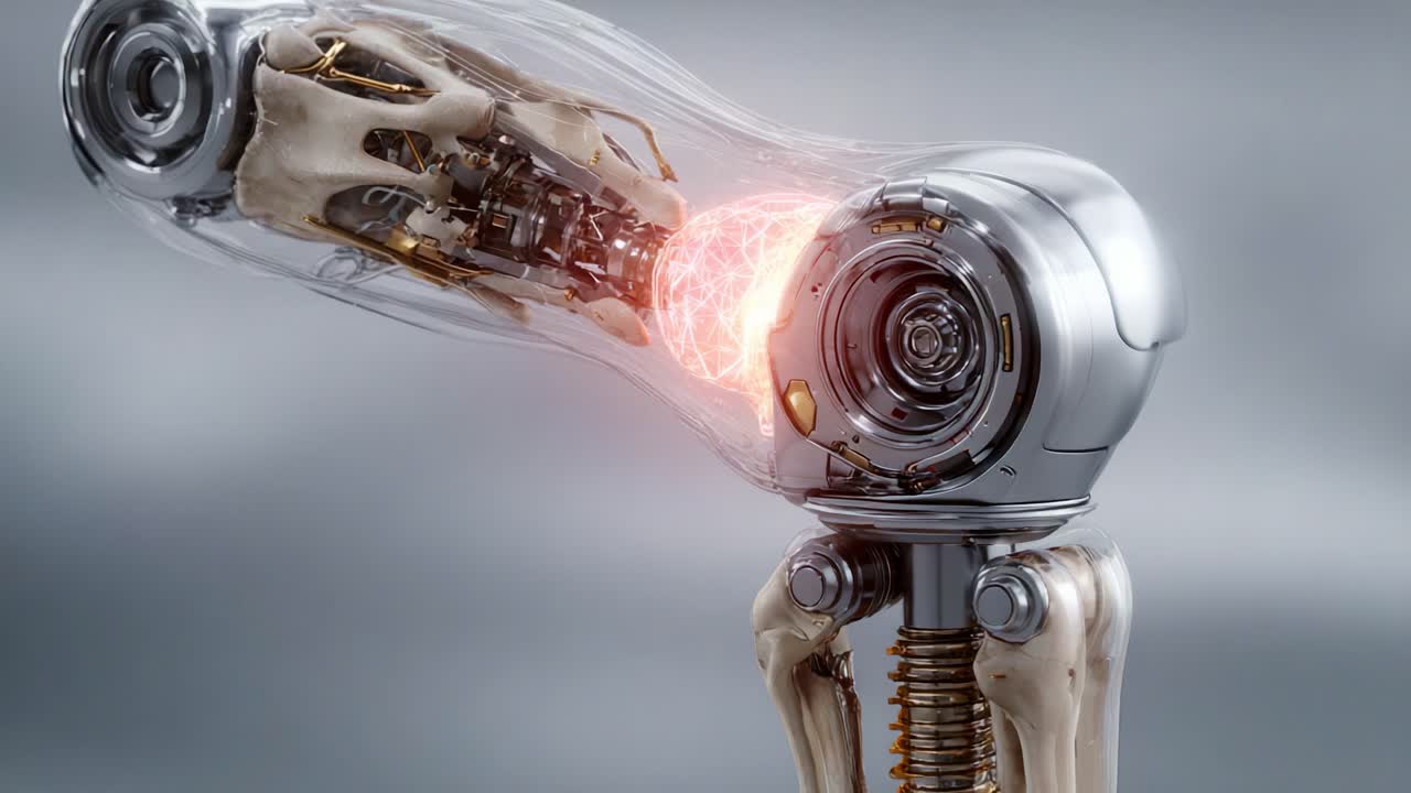 Futuristic Robotic Design Showcasing Internal Mechanics and Energy Emission in a Clear-Cased Apparatus with a Blend of Organic and Mechanical Aesthetics Representing Advanced Technology