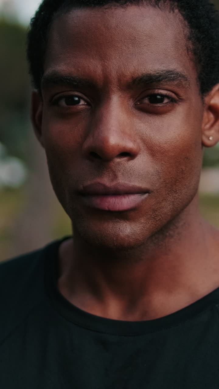 Portrait of a Focused Black Male Athlete