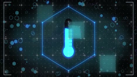 animación de interferencia y termómetro sobre fondo negro