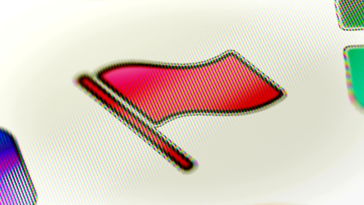 Flag icon on the screen. Looping.